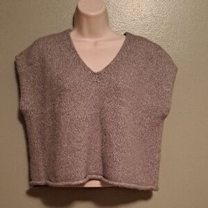 Eileen Fisher Alpaca Cotton Crop Sweater Gray Large Layering Top Collegiate